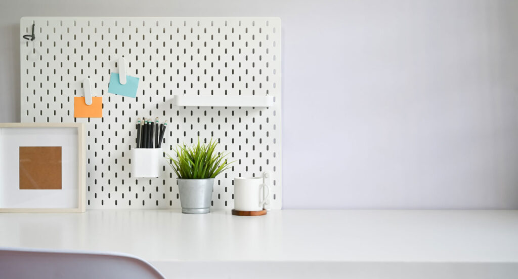 White office storage solutions with plants